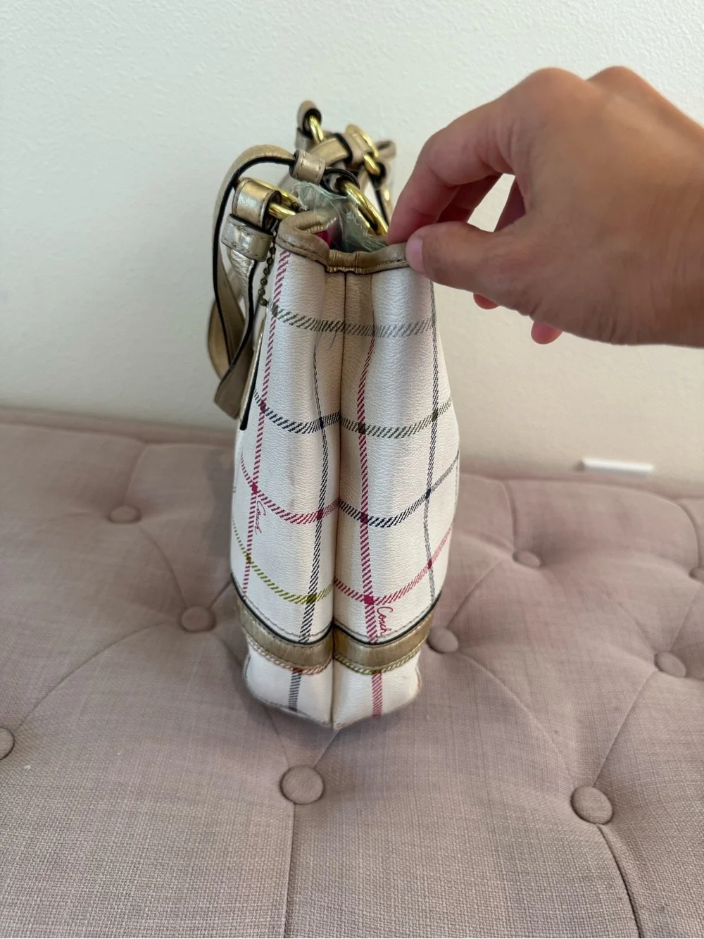 Y2K Coach Fuchsia Plaid with Pink Interior Lining